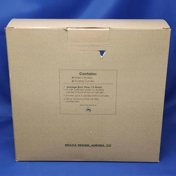 MOLCA Design Glass Cylinder Floating Candle Set - 3 Cylinders & 3 Candles - Picture 2 of 3